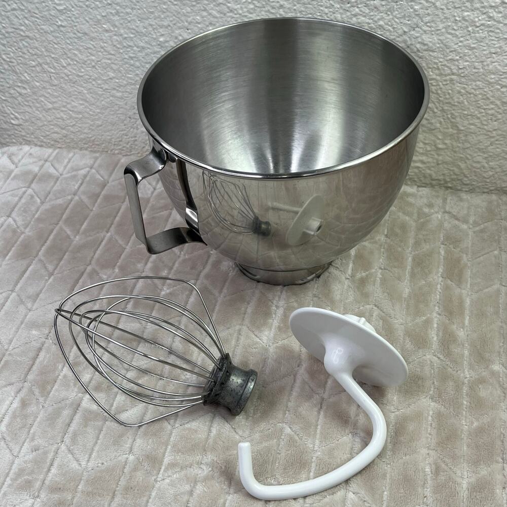 Kitchenaid Mixing Bowl Hook Whisk Attachments K45 Stainless Steel Handle Mixer